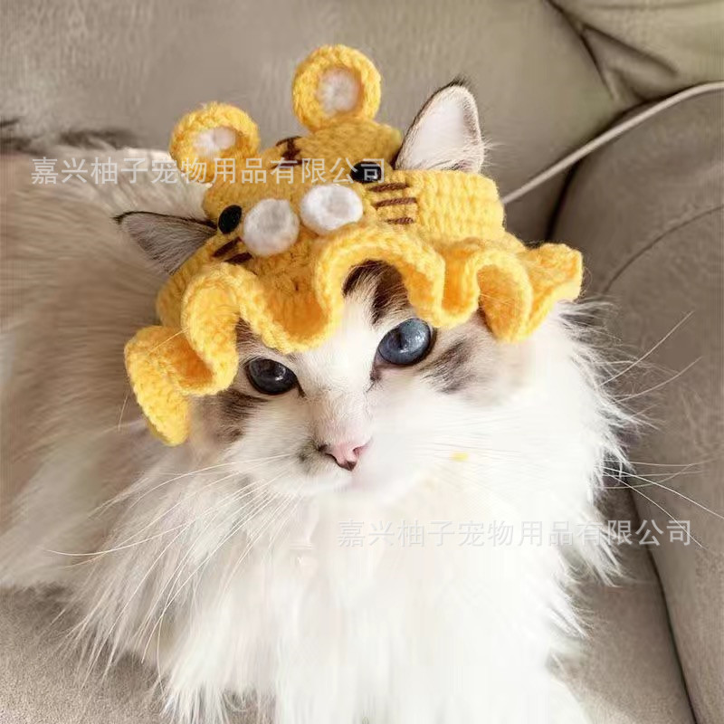 Amazon pet headgear cat dog knitted hat cospaly props headdress funny transformation clothing wholesale