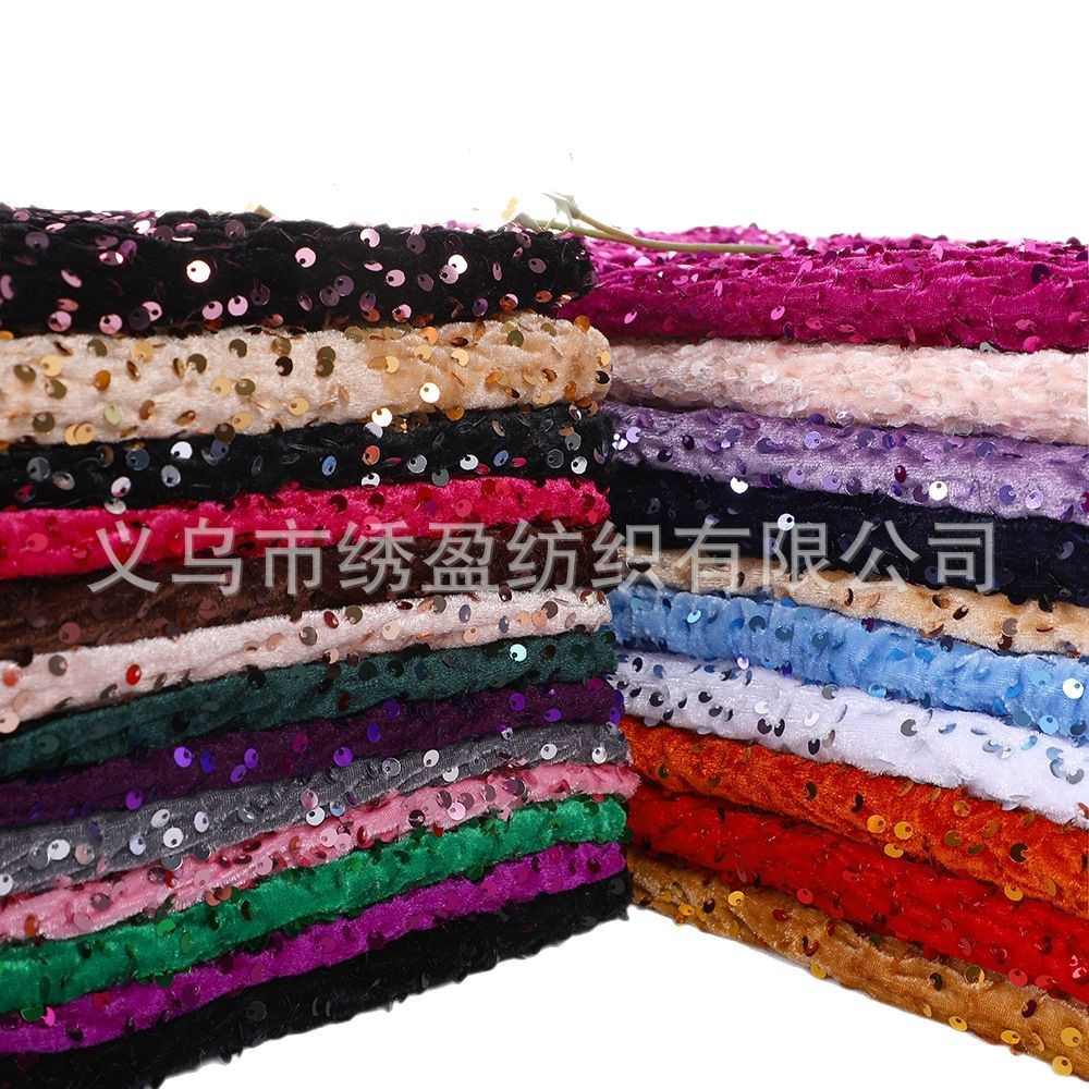 5mm Velvet Sequin Embroidery Fabric Clothing Evening Dress Sequin Fabric Luggage Christmas Craft Embroidery Fabric
