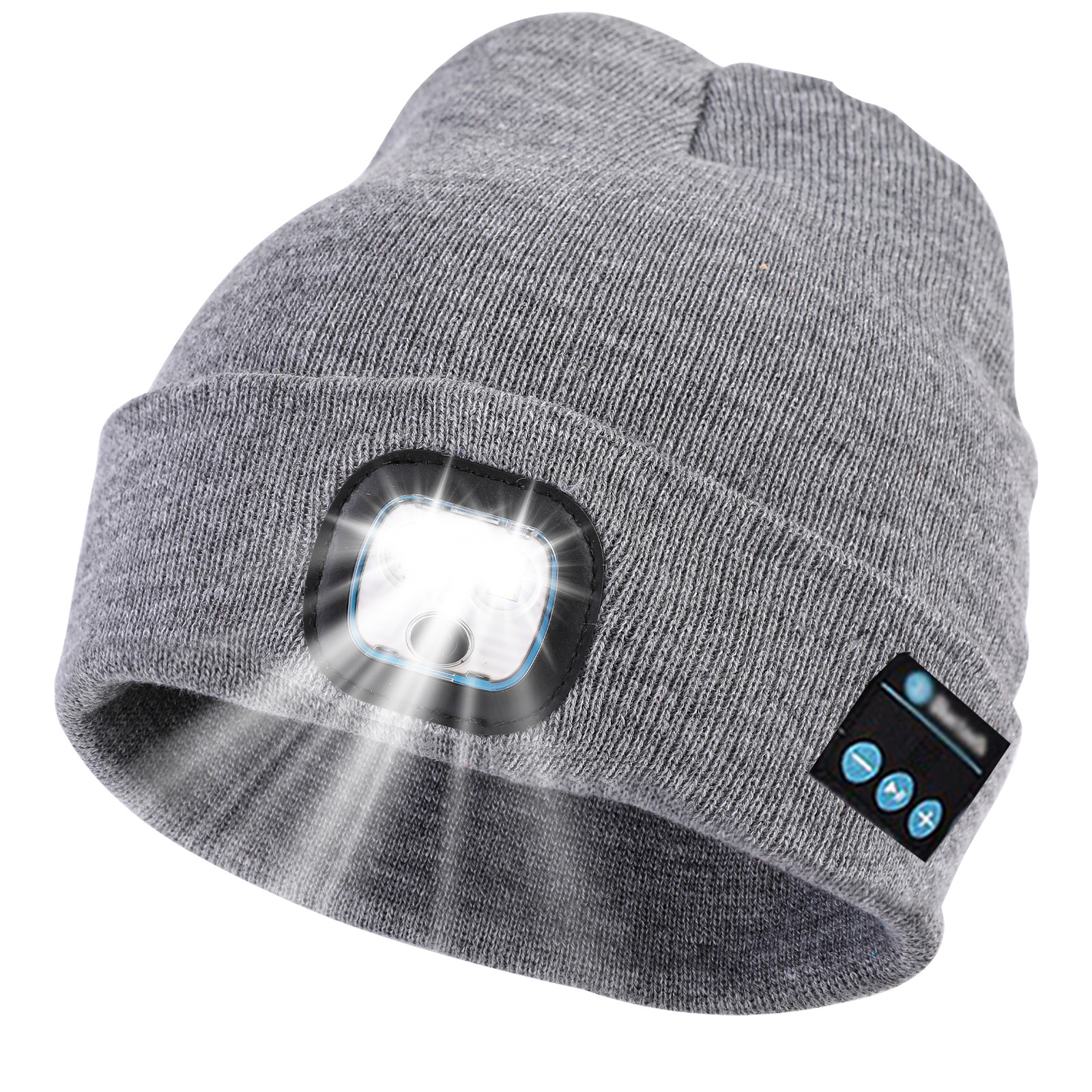 Rechargeable Bluetooth headset LED light knitted hat LED luminous outdoor Bluetooth headset lamp cap