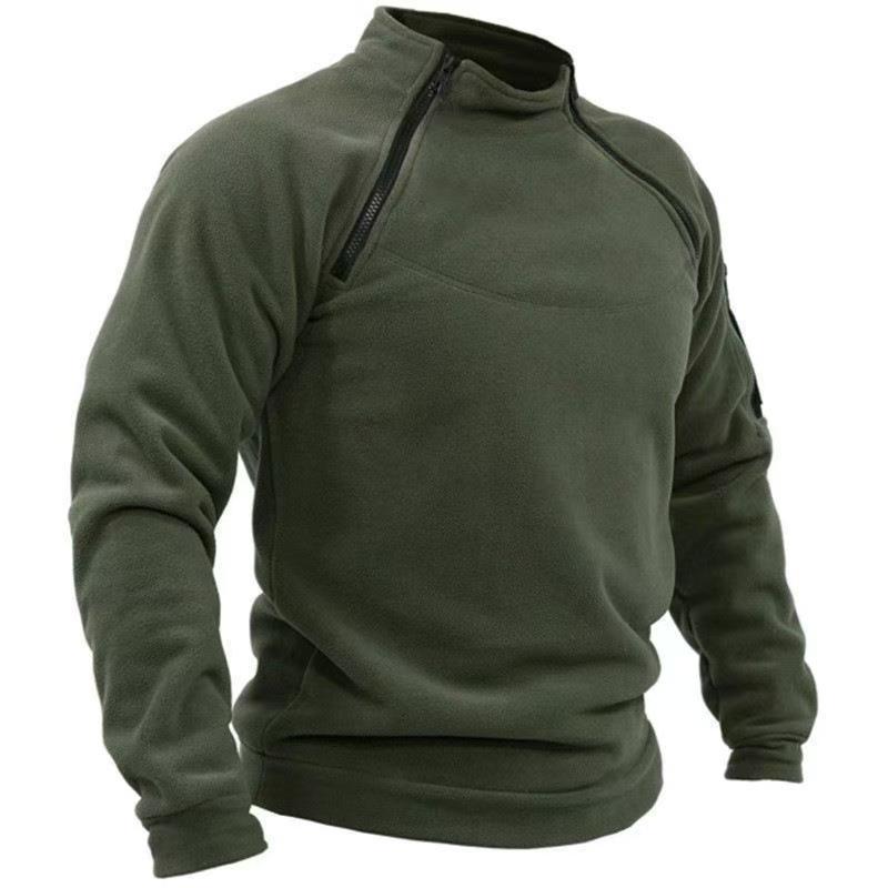 Cross-Border Foreign Trade Men's Stand-Up Collar Zipper Long-Sleeved Tactical Sweatshirt Pullover Polar Fleece Warm Jacket