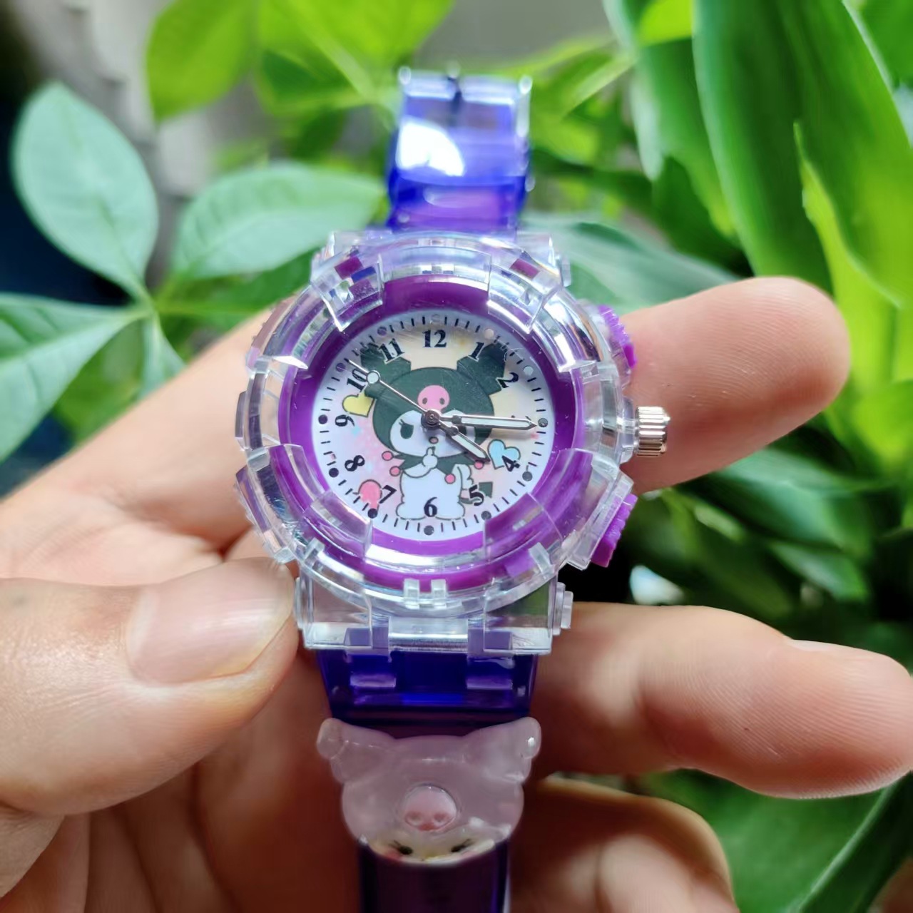 Children's Watch Cartoon Sanrio Kurome Luminous Electronic Watch for Primary and Secondary School Students Digital Pointer Quartz Watch