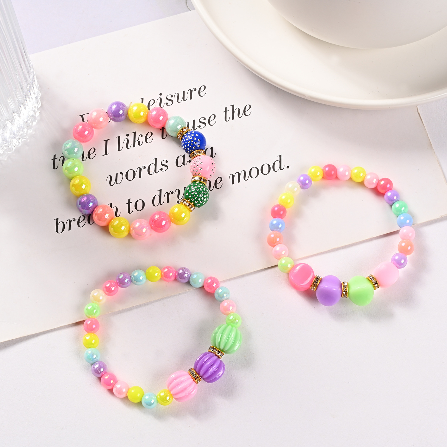 Cartoon Children's Bracelet Female Princess Glass Beaded Cute Girl Baby Bracelet Student Jewelry Bracelet Jewelry