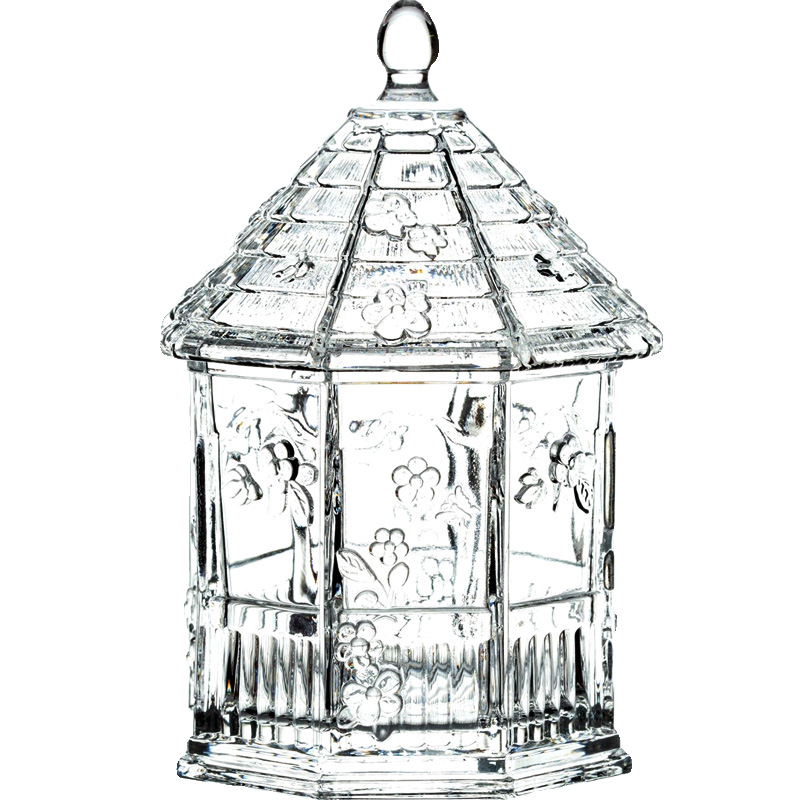 Butterfly Flower Room Cotton Swab Glass Sugar Jar Storage Sugar Jar Flower Jewelry Box Storage Jar Kitchen Storage Relief