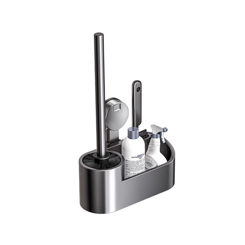 Suction Cup Toilet Brush, No-Drill Household Toilet Cleaning Brush with No Dead Corners, Wall-Mounted Bathroom Cleaning Brush for Toilets