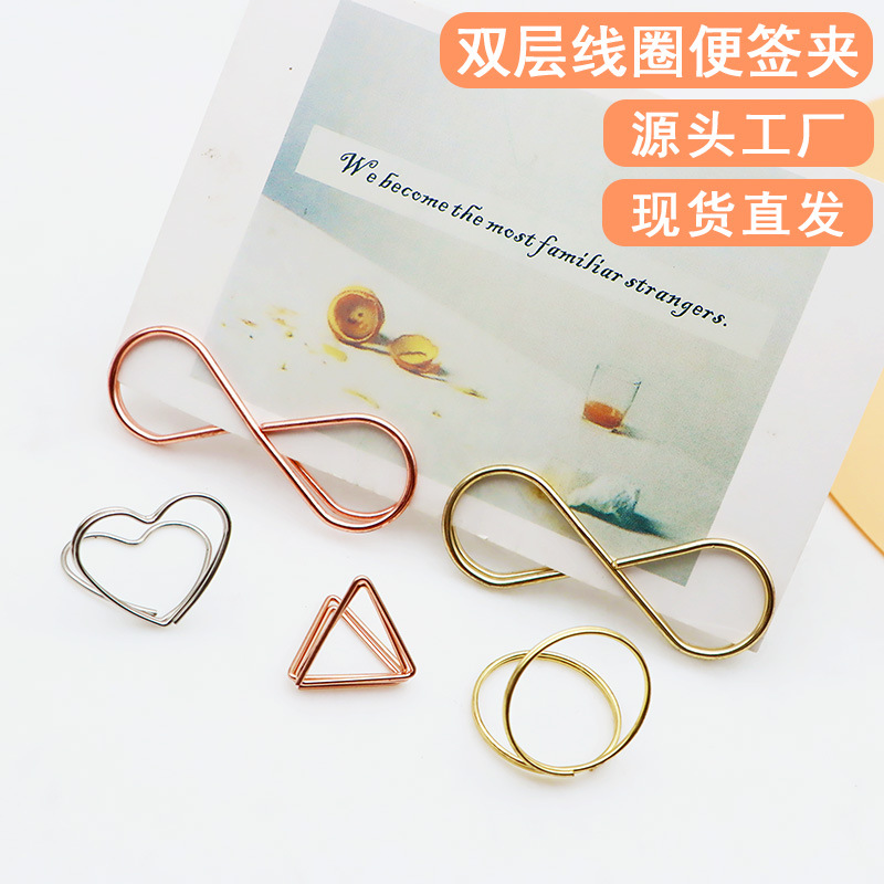 Triangular Sticky Note Holder Double-Layer Heart-Shaped Business Card Holder Wedding Memo Storage Desk Card Number Plate Photo Display Clip