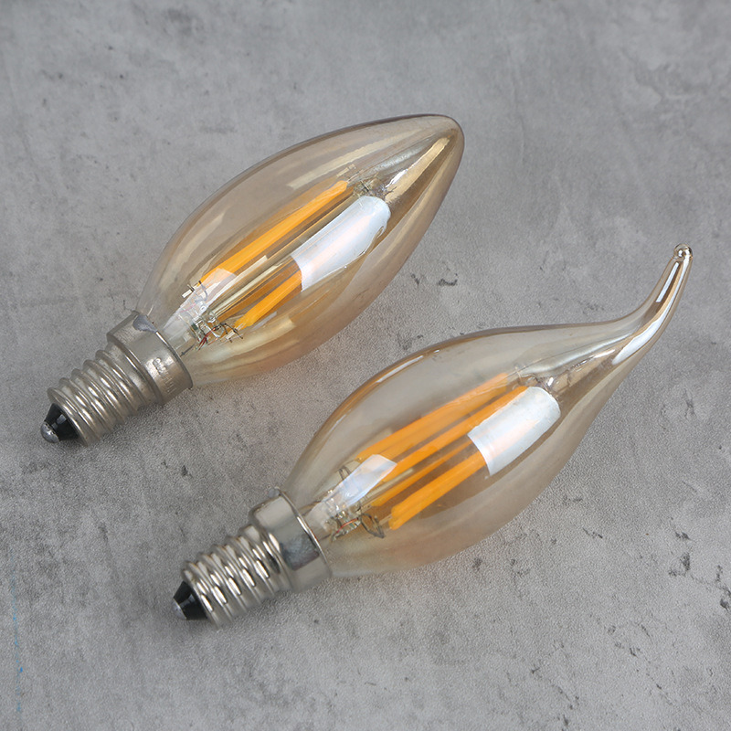 Led Light C35 Edison Bulb E14 Pointed Bulb Pull-Tail Filament Lamp Retro Lamp Candle Lamp Led Light Source Dimmable