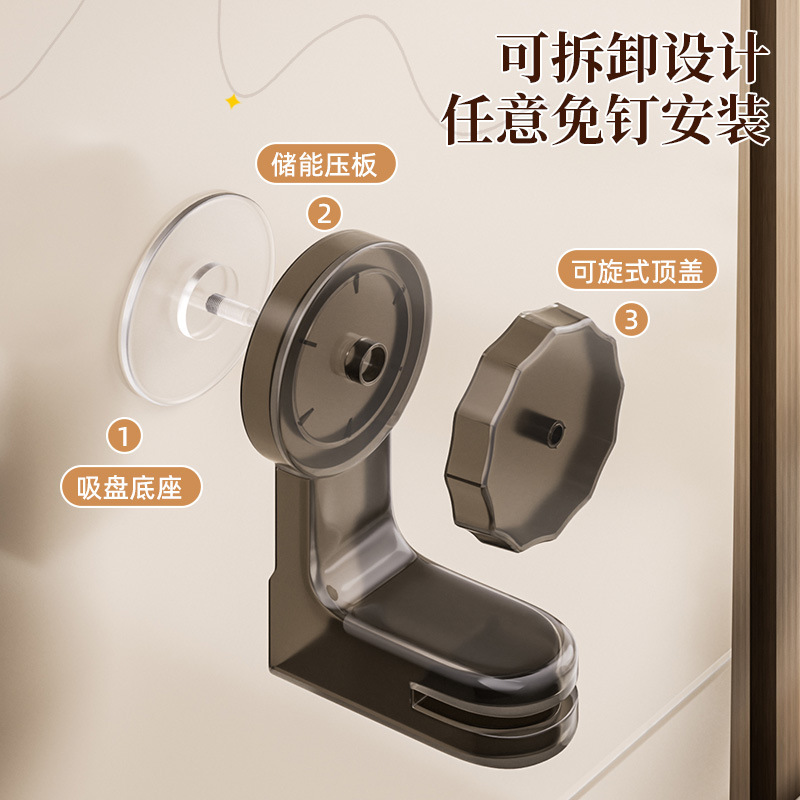 Suction cup retractable towel bar rotatable corner towel rack shoe rack non-perforated bathroom storage rack a generation of hair