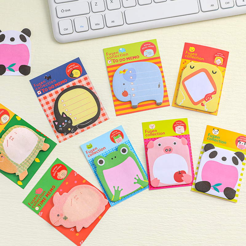 Korean Stationery Animal-Shaped Sticky Notes Cute Creative Note Pad Cartoon N Times Stickers Student Gift Notes
