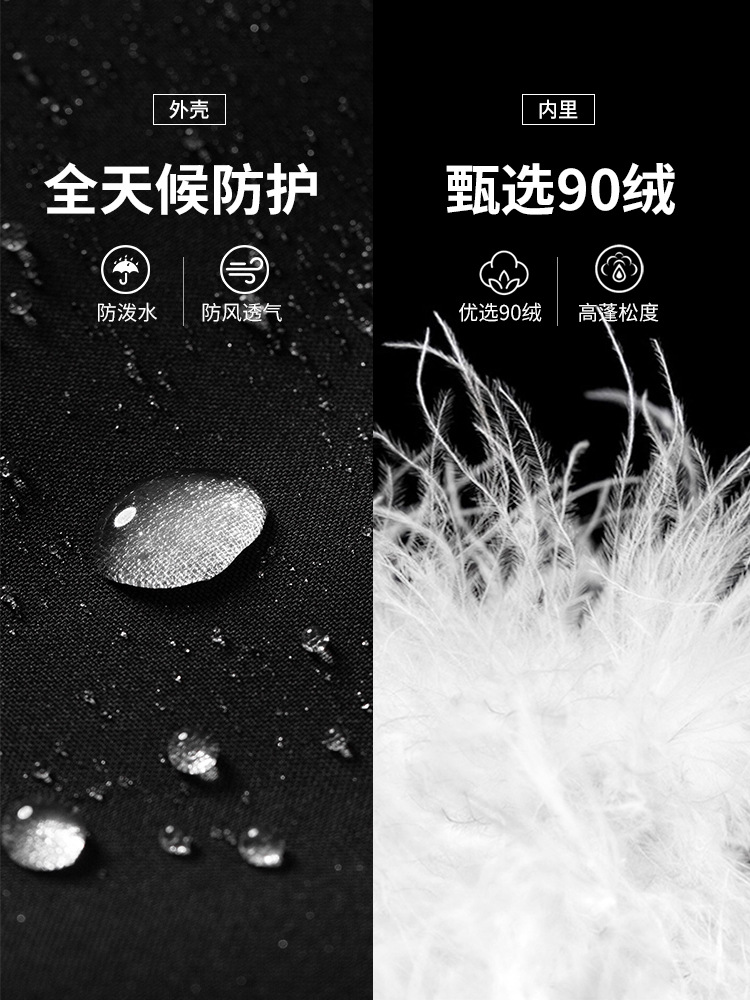 Izexx Trendy Winter Fleece-Lined Ski Pants Windproof Hardshell down Pants Cold-Resistant 90% White Duck down Casual Pants