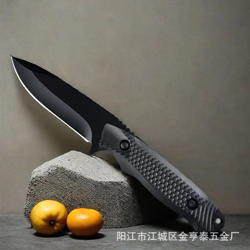 Cross-Border Integrated Keel Self-Defense Straight Knife Outdoor Knife Camping Portable Rope Cutting Knife Household Barbecue Meat and Fruit Knife