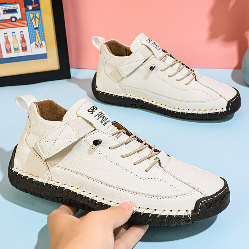 Amazon's Hot-Selling 2024 Cross-Border Large-Size Men's Shoes, Mid-Top Leather Boots, Women's Casual Shoes, Work Boots, Stitched Couple's Short Boots