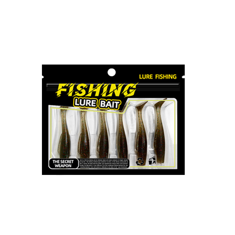 Luya Bait Floating Water T-tail Soft Bait with Fin Soft Insect Fake Bait Lead Hook Dezhou Fishing Group Black Pit Cushion Bass Mandarin Fish Bait