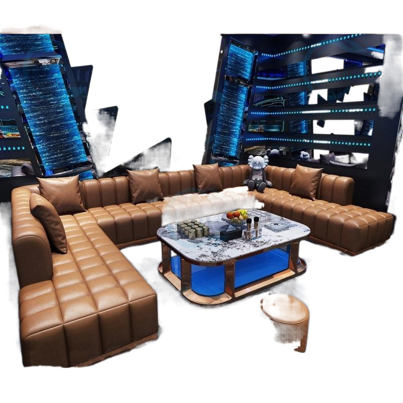 Light Luxury Business KTV Sofa Villa Party Room High-end Club Bar Clearing Bar Box U-shaped Card Seat Coffee Table Combination