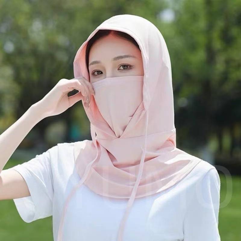 Sun Protection Mask, Hat, Integrated Neck Protector, Full Face Anti-Uv Cycling Hood, Ice Silk Scarf for Men