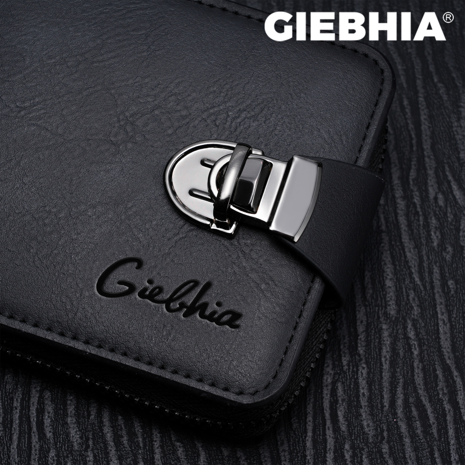 GIEBHIA Men's Wallet Short Zipper Bag Large Capacity Multi Card Slot Small Bag Business Vintage Coin Purse
