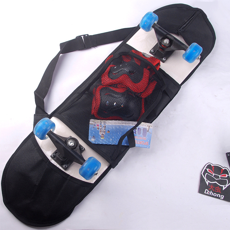 Skateboard mesh backpack skateboard bag thickened PVC backpack satchel/protective gear bag 80cm four-wheel skateboard back