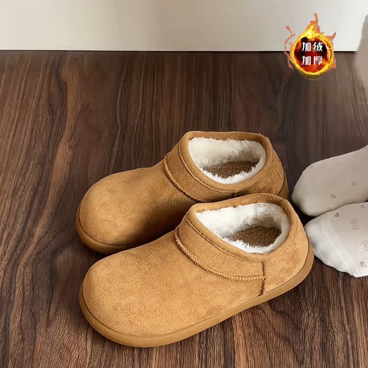 Comfortable and Easy-To-Wear Little Potato Snow Boots with Plush Lining, Warm, Non-Slip Rubber Sole, Birkenstock-Style Shoes, Cotton Shoes, and Non-Slip Short Boots