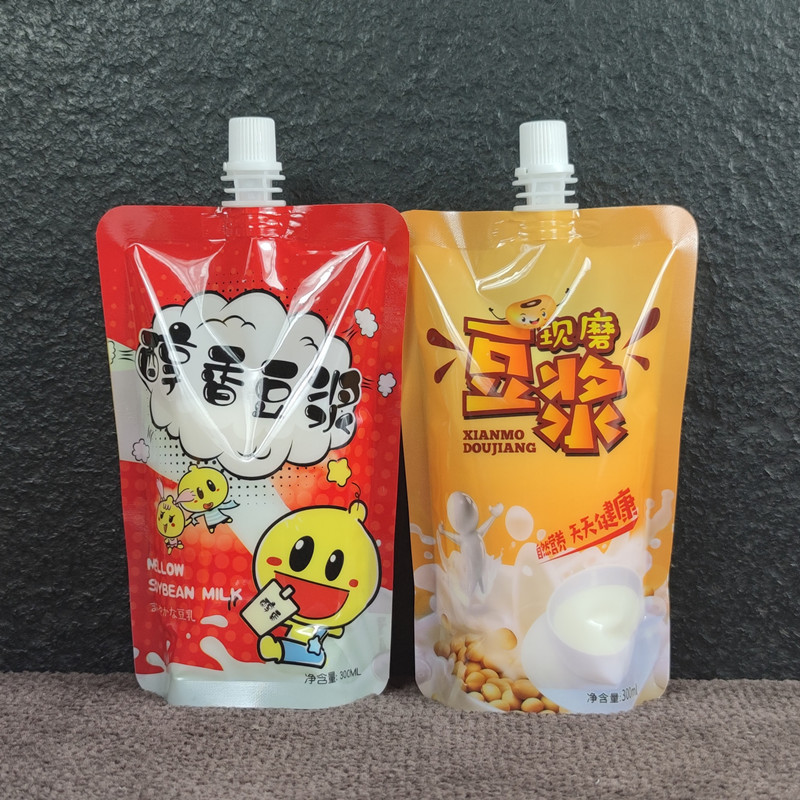 Original ground soybean milk bag self-supporting suction nozzle bag disposable commercial self-sealing bag fragrant soybean milk packaging bag wholesale