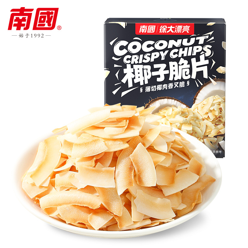 Hainan specialty Nanguo food crispy snacks original durian flavor coconut slices 60g coconut slices boxed carbon baked coconut slices
