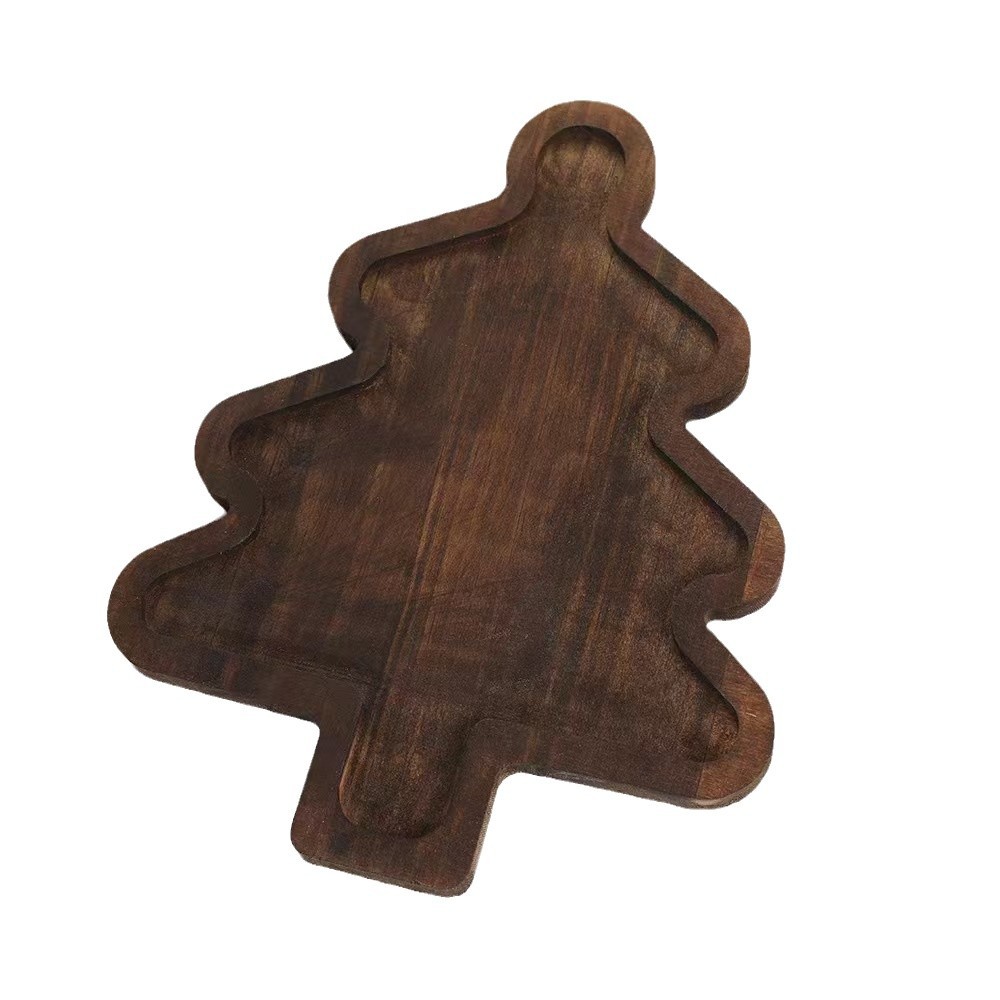 Cross-border Christmas Tray Cute Household Wooden Christmas Tree Fruit Tableware Cake Fruit Plate Children's Supplementary Food Plate
