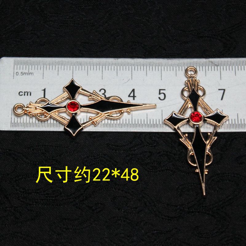 DIY Earrings Earrings Material Alloy Oil Dripping Cross Rhombus Pendant Lolita Pendant Accessories