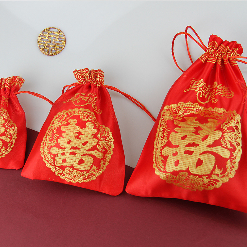 Brocade Wedding Candy Bag Wedding Candy Bag Red Lucky Bag Gift Bag Happy Egg Bag Wedding Candy Box Square
