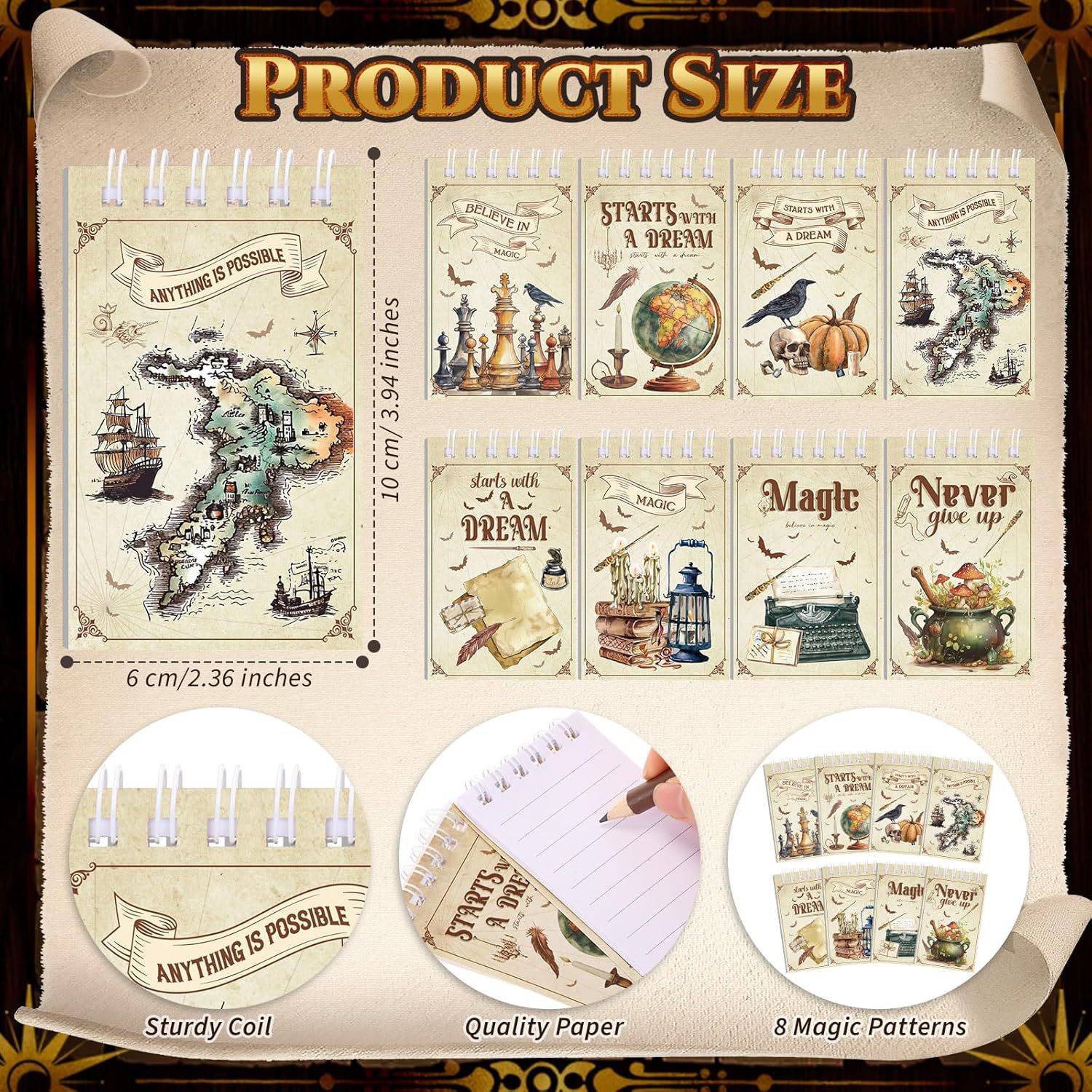 Various Styles of Mini Coil Notebooks Available Now, Harry Potter Coil Notebooks, Harry Map Magic Spiral Notebooks