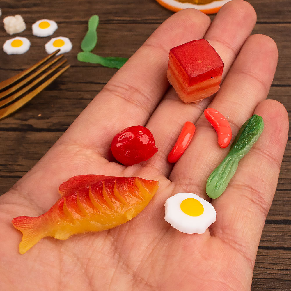 Food accessories model pvc artificial fish braised pork green vegetables miniature food play dollhouse doll house toy