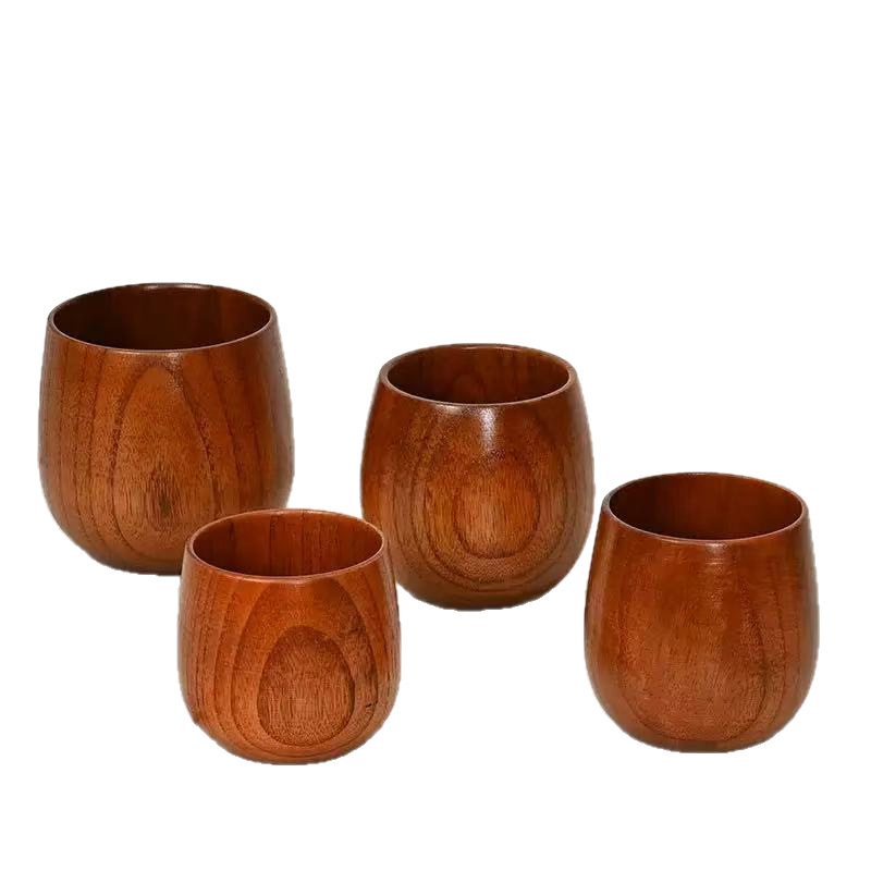Cross-Border Carbonized Jujube Wood Cup, Big Belly Cup, Small Wine Cup, Solid Wood Casual Cup, Restaurant Tea Cup, Can Be Engraved with Logo
