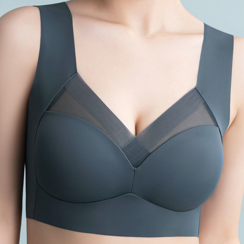 Ice Silk Padded Seamless Lightweight Sports Bra for Women, Vest-Style Wireless Bra That Makes Large Busts Appear Smaller
