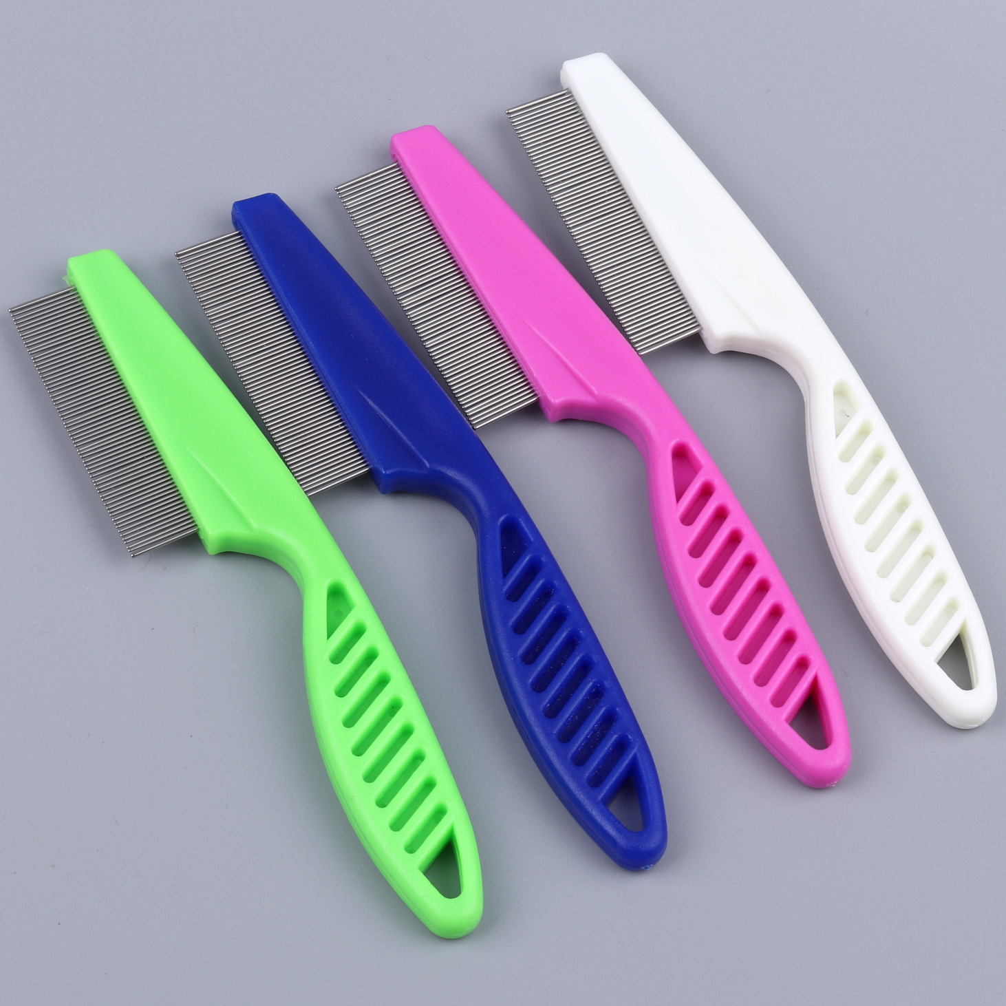 Dog cat flea comb steel needle comb pet comb encryption flea lice white handle pet supplies manufacturers