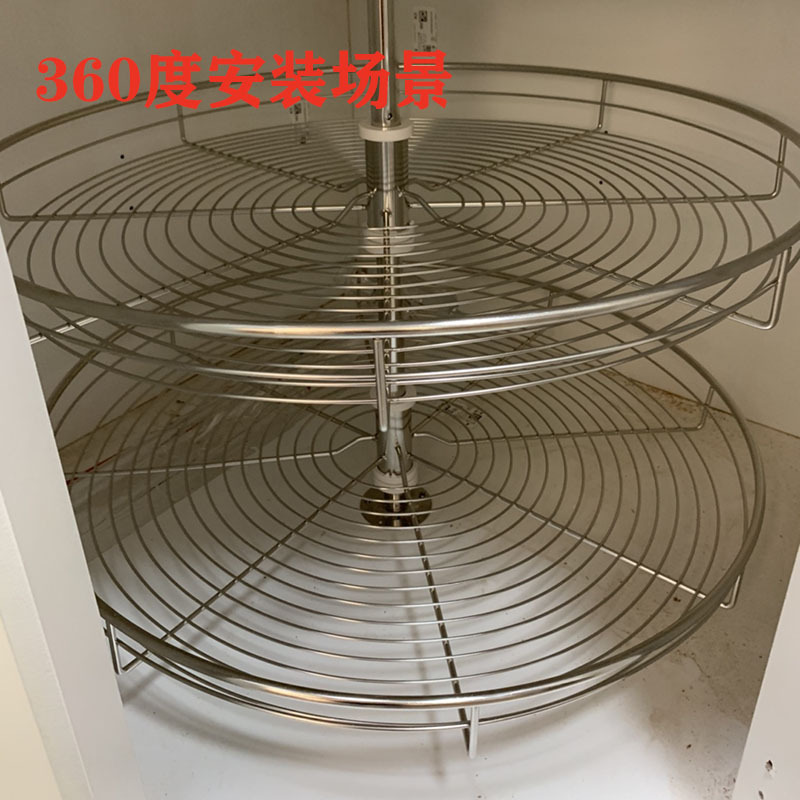 Dihuaming cabinet corner basket 180 degree kitchen 270 degree 360 basket rotating double shelf monster