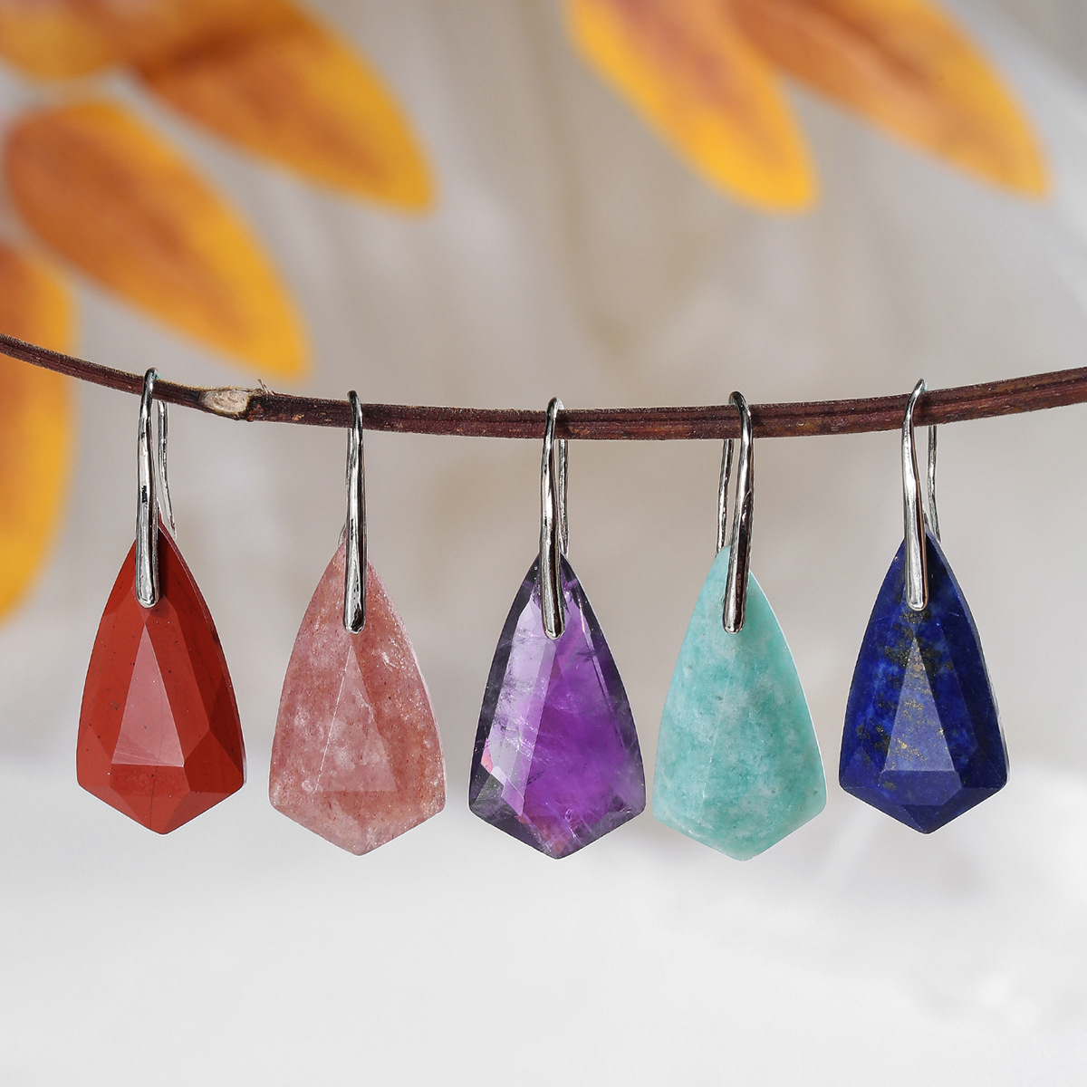 Zhuhang Jewelry Cross-Border Popular Natural Crystal Earrings Amethyst Earrings Faceted Diamond Earrings Jewelry Wholesale