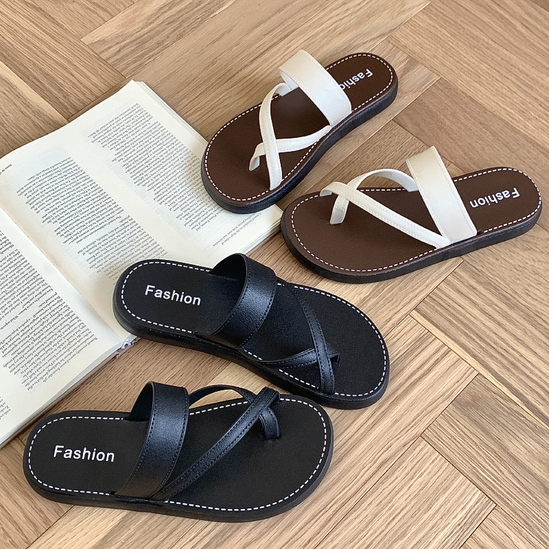 Cross Strap Toe Slippers Women's 2025 Summer New Casual All-match Outer Wear Retro Soft Bottom Comfortable Beach Slippers