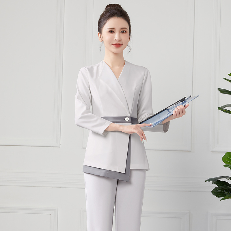 High-End Medical Beauty Front Desk Long-Sleeved Nurse Work Clothes for Women Spring and Autum Beauty Salon Dental Oral Pharmacy Split Suit