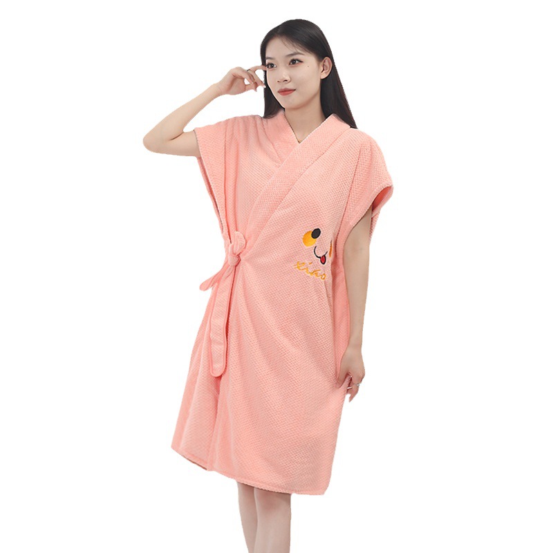 New pineapple plaid bathrobe bath skirt wearable bath towel coral fleece thickened soft absorbent home pajamas hotel bathrobe