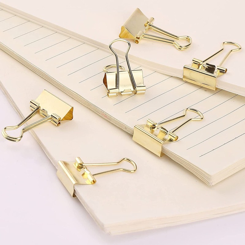 19mm Gold Clip Stationery No. 5 Gold Long Tail Clip Dovetail Clip Tube Ticket Holder Cross-Border Ready Supply