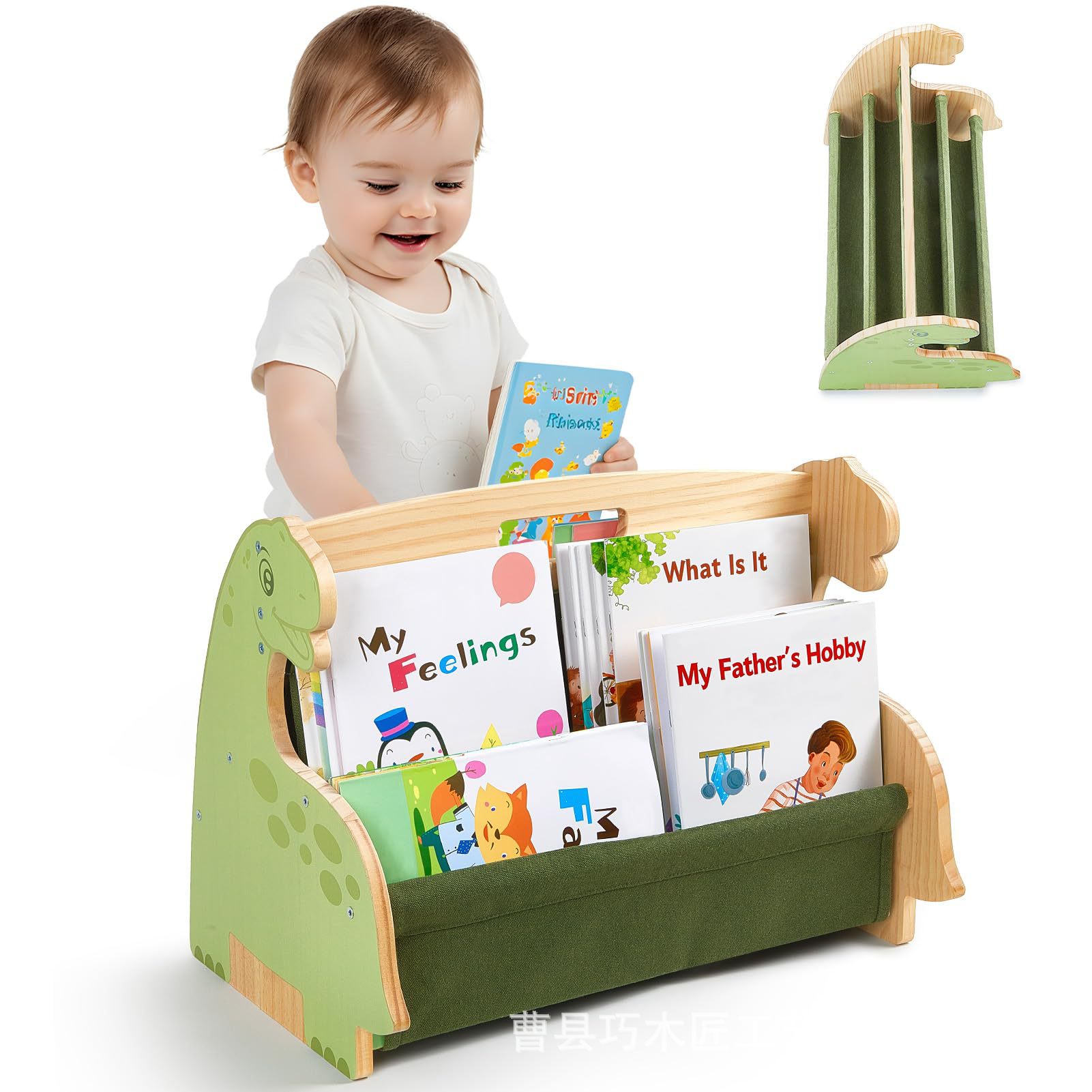 Детская книжная полка из массива дерева, напольная деревянная полка для хранения детских книг в спальне