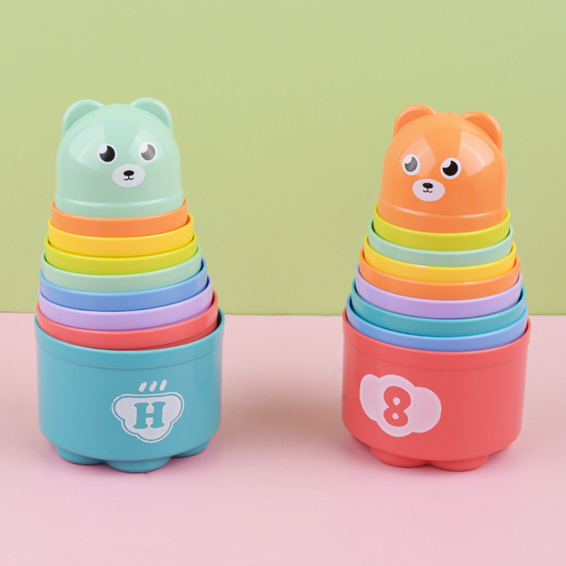 Children's ring set Cup jengle fun puzzle early education Jenga cup rainbow tower baby toy small gift wholesale