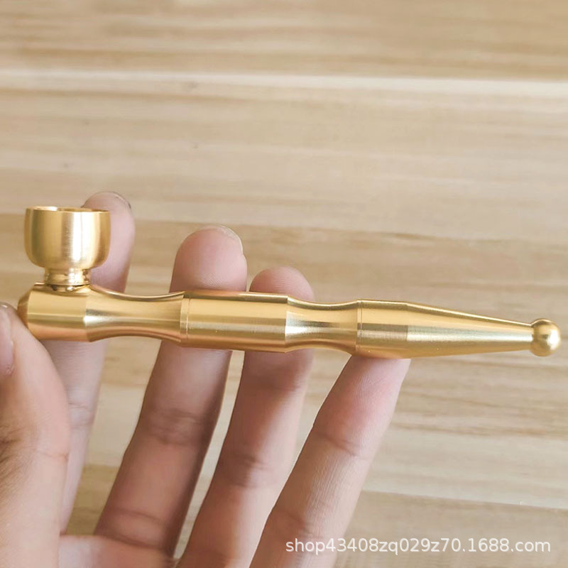 Brass Pipe Short Cigarette Holder Portable Old-Fashioned Copper Pipe with Filter Dry Tobacco Dual-Use Removable Cleaning Wholesale