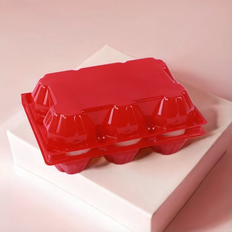 10 Red Egg Trays, 6 Pieces, 8 Pieces, 9 Red Egg Trays, Transparent Egg Cartons, Egg Protection Box