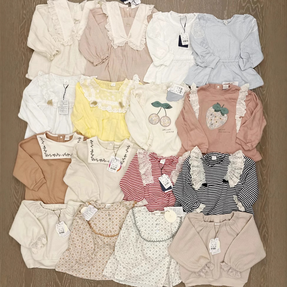 Foreign Trade Daily Order Cross-Border Children's Clothing Rocking Horse Dress Long-Sleeved Baby Dress Plaid Baby Cute Children's Clothing Ready for Delivery