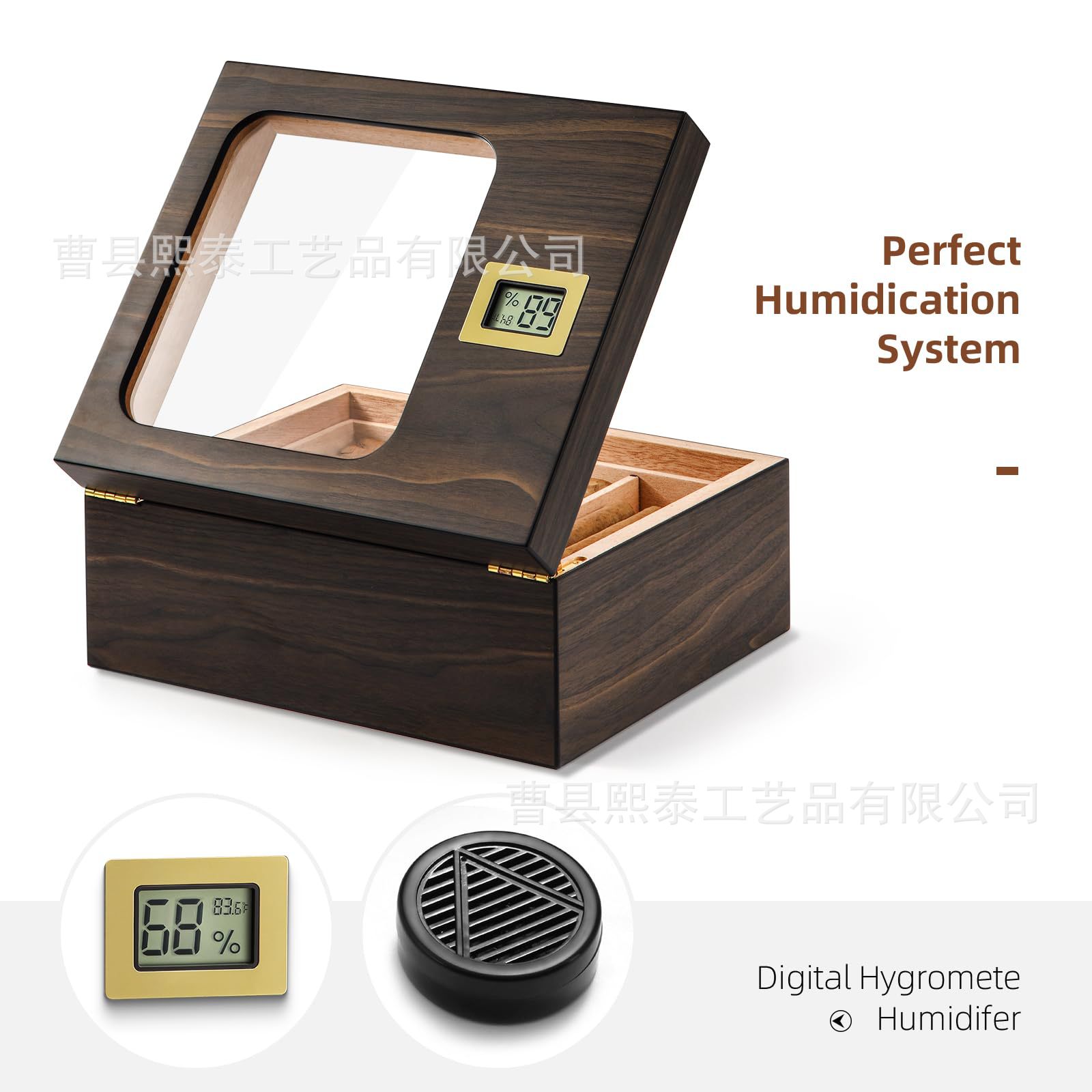 Wooden Cigar Box Cigar Moisturizing Box Transparent Cigar Storage Box Cigar Collection Box Direct Supply Factory