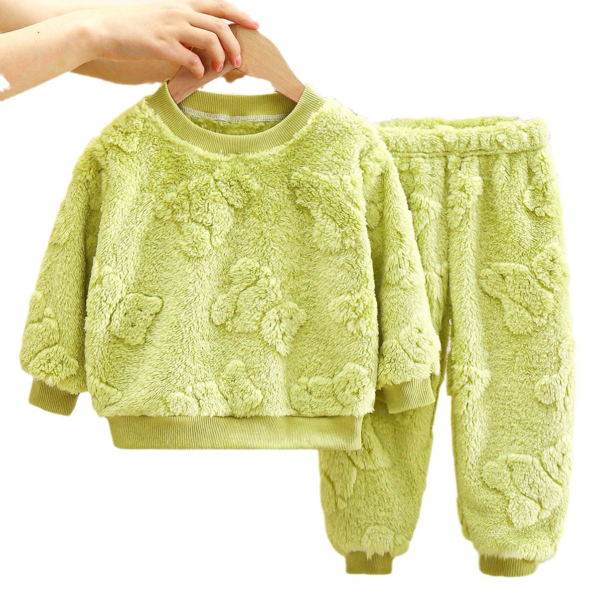 Children's Pajamas Set Flannel Warm Autumn and Winter New Boys' Thickeneded Home Clothes Baby Plus Fleece Clothes Kidsren's Clothing