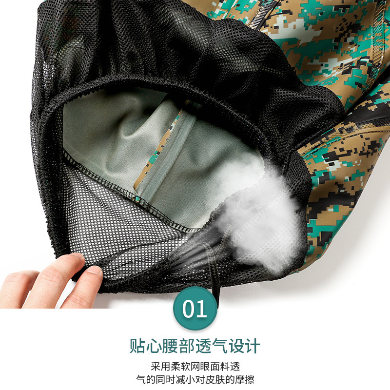 Shanghai double money factory wholesale fishing water pants thickened waterproof fishing pants one-body half waist water pants