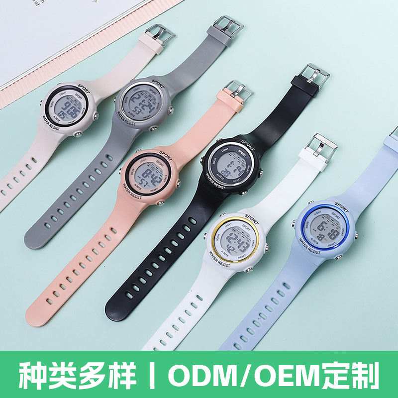 Оптовая электронная часы для мальчиков и девочек, детские электронные часы, многофункциональные водонепроницаемые будильники, стильные электронные часы колледжа