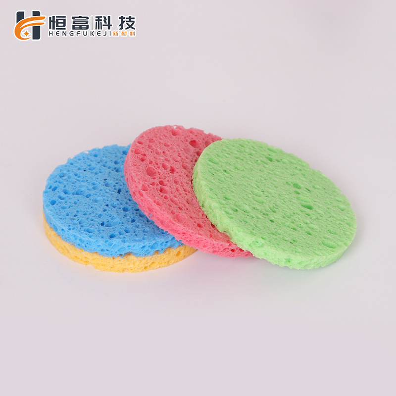 Wet Face Wash Sponge Wood Pulp Cotton Cleaning Beauty Sponge Bath Cleansing Makeup Remover Wood Pulp Sponge Manufacturer Cross-Border Supply