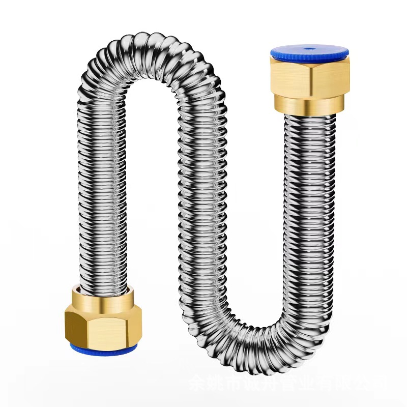 4-Point Inlet and Outlet Pipes, Stainless Steel Corrugated Pipes, Hot and Cold Explosion-Proof Hoses, Copper Caps, High-Pressure Sealing, Corrosion-Resistant, High-Pressure Resistant