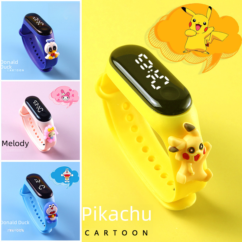 Hot selling student cute cartoon bracelet white light LED doll electronic watch boys and girls swimming waterproof touch watch