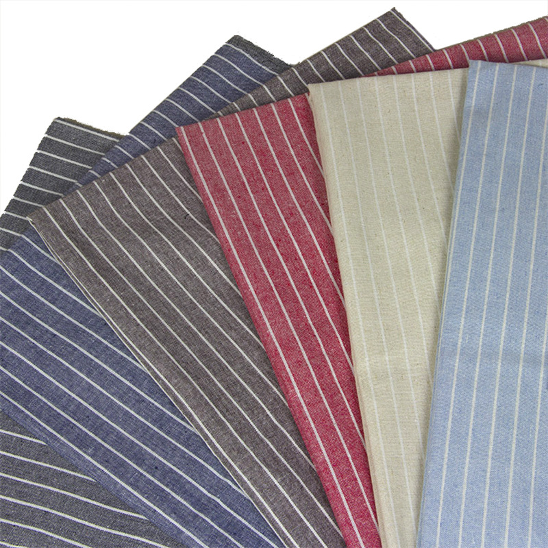 Factory wholesale clothing fabric polyester cotton hemp striped blended yarn-dyed woven tablecloth curtain linen fabric 010